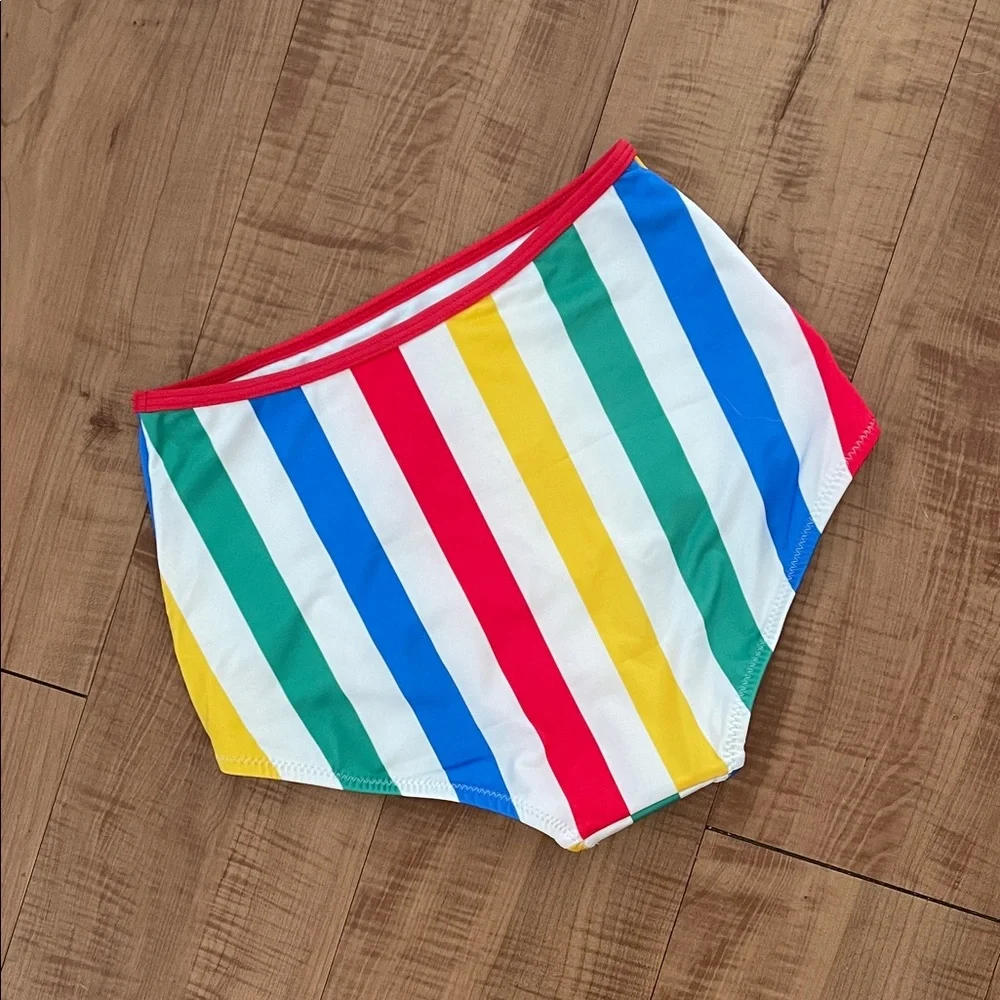 SOLID & STRIPED Rainbow Striped Swim Bottoms